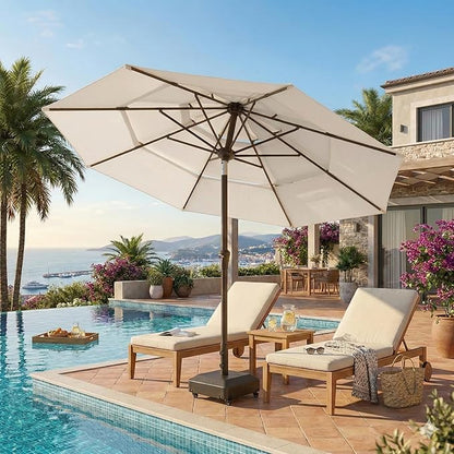 10ft Patio Umbrella, 3 Tier Outdoor Market Table Umbrellas with 8 Fiberglass Ribs and Push Button Tilt, Windproof, Vented Canopy, UV Protection for Deck, Pool, Backyard