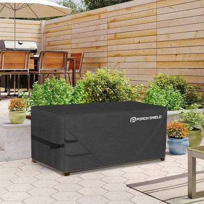 Porch Shield Patio Deck Box Storage Cover - 600D Outdoor Waterproof Cover for 100-134 Gallon Box Tear Resistant Rectangular Fire Pit Table Covers 56 x 26 x26 inch Black