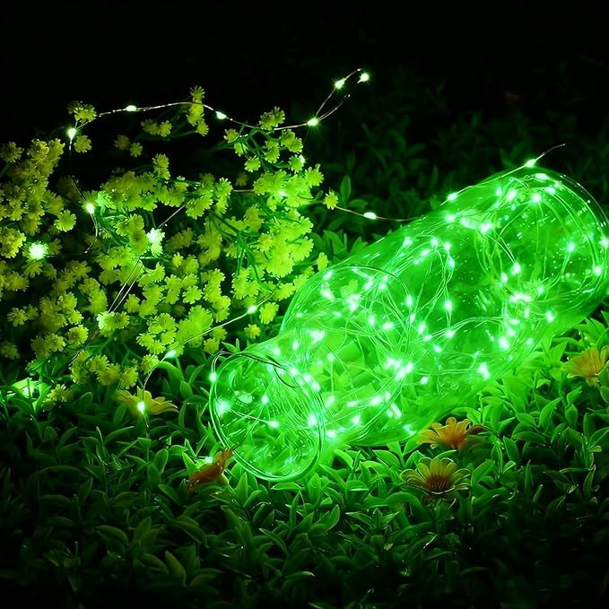 YEGUO 4 Pack Green Solar Fairy Lights, Each 33ft 100 LED Christmas Lights Outdoor Waterproof, 8 Modes Sliver Wire Solar String Lights