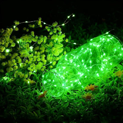 YEGUO 4 Pack Green Solar Fairy Lights, Each 33ft 100 LED Christmas Lights Outdoor Waterproof, 8 Modes Sliver Wire Solar String Lights