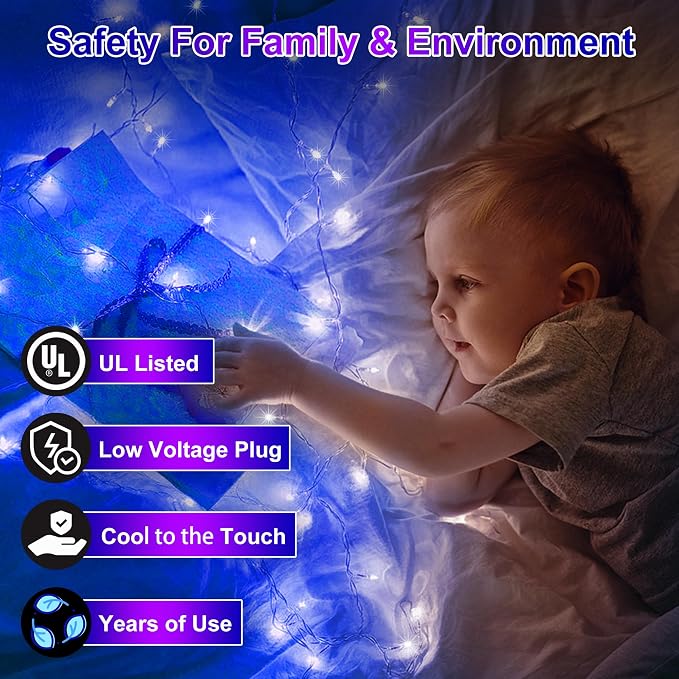 Christmas String Lights Outdoor 470FT 1500 LED Blue | Dimmable, 12 Light Styles, Memory Timer, Waterproof, 29V Safe Low Voltage, Diamond-Faceted LED, Energy Efficiency