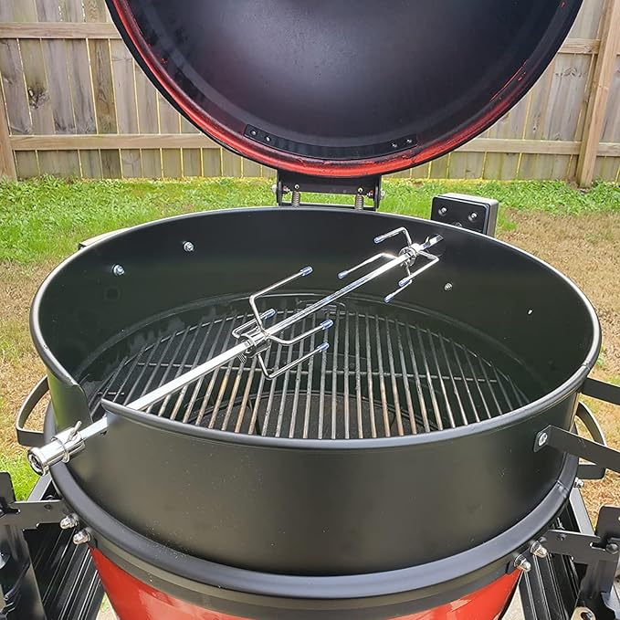 Rotisserie Grill Kit Premium Chicken Rotisserie for Weber 22 Kettle Grill, Rotating Ring Kit for Weber Kettle Accessories, Upgraded Electric Motor - Well Balanced