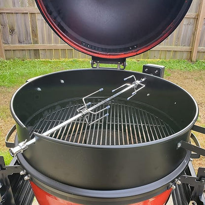 Rotisserie Grill Kit Premium Chicken Rotisserie for Weber 22 Kettle Grill, Rotating Ring Kit for Weber Kettle Accessories, Upgraded Electric Motor - Well Balanced