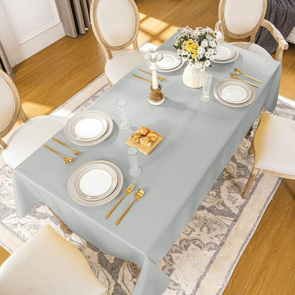 Softalker Rectangle Tablecloth, Waterproof Table Cloths Wrinkle Free Fabric Washable Polyester Table Cover for Dining Tables Party Outdoor Camping Parties Buffet - 70 x 120 inch, Light Grey
