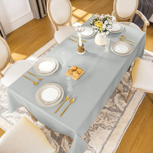 Softalker Rectangle Tablecloth, Waterproof Table Cloths Wrinkle Free Fabric Washable Polyester Table Cover for Dining Tables Party Outdoor Camping Parties Buffet - 60 x 102 inch, Light Grey