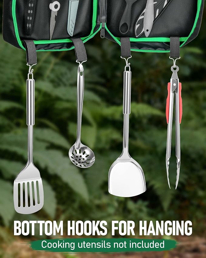 FANGSUN Camping Cooking Set, 16 PCS Portable Camping Utensil Set | Hanging Straps, Carrying Bag, Compact Storage, Outdoor Cooking Essentials, Picnicking, RV Camping & Hiking, Backpacking