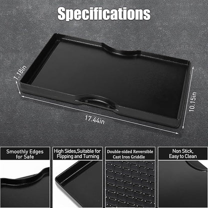 Grill Griddle for Weber Spirit 200 Series - Dual Sided Sear Parts for Weber Spirit 200 & GS4 Spirit II E210,Spirit II E220,17.5" Porcelain-Enameled Cast lron Thick Nonstick BBQ Griddle Pan
