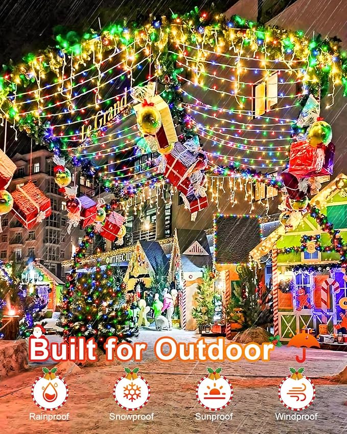 Multicolor Christmas Lights Outdoor Total 710FT 1800 LED, Extra Long Outdoor String Lights Waterproof, Timer & Memory, 8 Modes Dimmable Plug in Fairy for Outside Tree Wedding Patry