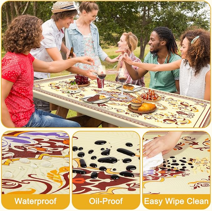 Picnic Table and Bench Cover Set, Waterproof Fitted Elastic Cloth | Portable Camping Essentials With Built-In Storage Pocket And Waterproof Fabric For Outdoor RV Or Picnic Table Use