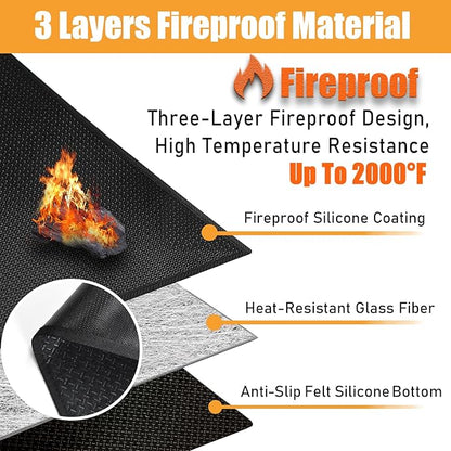 3 Layers Thickening70x48 inchs Large Grill Mat for Outdoor Grill,Barbeque Grill Cooking Mats for Outdoor Floor Mat,BBQ Grill Mat Under Grill to Protect Deck,Grass,Patio,Indoor Fireplace Mats