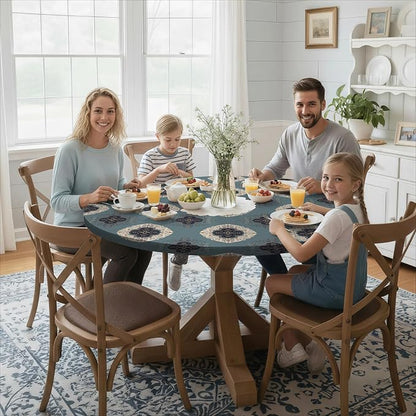opstellen Fitted Round Tablecloths Reusable Stain Resistant Table Clothes Vinyl Indoor Outdoor Circular Cover for 36-44" Table Dorm kitchen Storage Gifts Summer Autumn Camper Patio Picnic Accessories