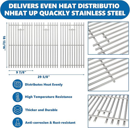 SafBbcue Replacement Kit for Spire Premium 5 Burner 740-0788P, Parts for Spire Premium Grill Accessories, Cooking Grates & Heat Plates Kit for Spire 740-0788P Grill, Stainless Steel