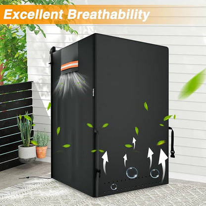 EVRBUL Upright Mini Freezers Cover,Outdoor Refrigerator Black Cover, Beverage Beer Refrigerator Protection Compatible with most 3.0 Cubic Compact Mini Freezer (22''Lx23.2''Wx34.2''H)