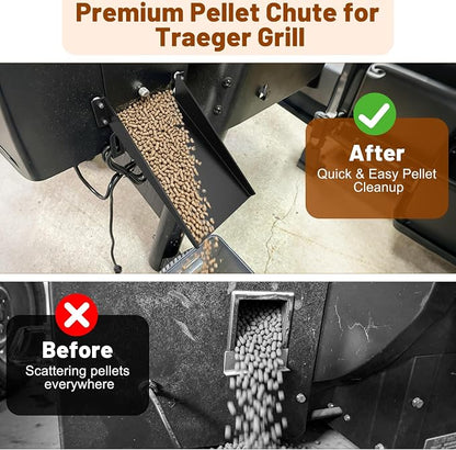 Magnetic Pellet Cleanout Chute | for Traeger and Pit Boss Smoker Pellet Grill Hopper Slide Accessory Wood Pellets Transfer Tool for Cleaner Hopper