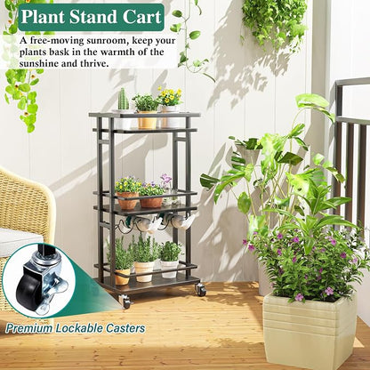 OKZEST 3-Tier Bar Cart for Home, Mini Rolling Liquor Cabinet & Serving Cart | Small alcohol coffee bar cart for party, Holds wine, liquor, beverage, glassware, shaker, coffee supplies, Rustic farmhouse