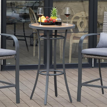 Bar Height Patio Table, 40-Inch Tall Patio Table Outdoor Bar Table Bistro Table with Wooden-Like Table Top & Metal Frame, Spring, 2026