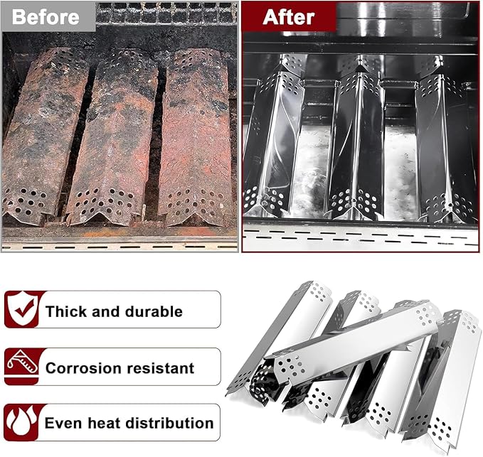 Hiorucet Thermometer & Grill Parts for Nexgrill Replacement Parts 5 Burner 720-0882A, 720-0896, Heat Plates, Burner Tubes, Igniter and Temperature Gauge for Nexgrill Evolution Infrared Plus 5-Burner.