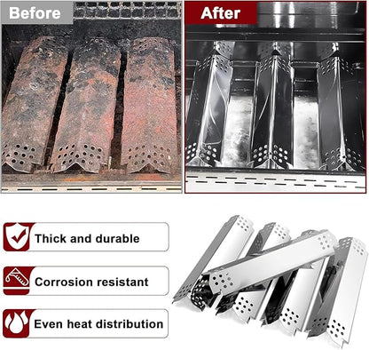 Hiorucet Thermometer & Grill Parts for Nexgrill Replacement Parts 5 Burner 720-0882A, 720-0896, Heat Plates, Burner Tubes, Igniter and Temperature Gauge for Nexgrill Evolution Infrared Plus 5-Burner.