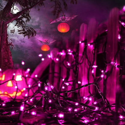 Toodour Purple Halloween Lights, 75ft 300 Count Incandescent String Lights | UL Certified Connectable Mini Bulbs Purple Lights for Home, Garden, Porch, Yard, Patio, Party, Indoor Halloween Decoration