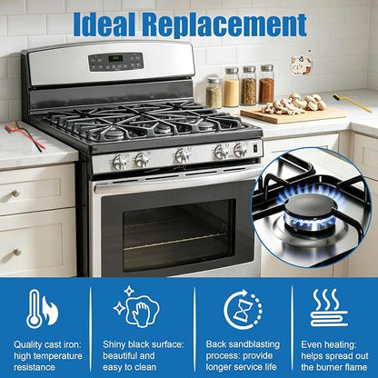 Upgraded 4PCS Surface Burner Caps Set Fits for GE&Hotpoint&Haier 30" Gas Range/Cooktop,WB29K10022-1 Small Cap WB29K10023-1 Medium Cap WB29K10024-1 Large Cap WB28K10222-1 XLarge Cap,Shiny Black Surface