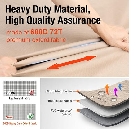 Exclusive Foldable 52 inch Grill Cover, 600D Heavy Duty Outdoor BBQ Cover for 2-4 Burners Grill Weber 7106 Spirit 200 300 Series, Khaki