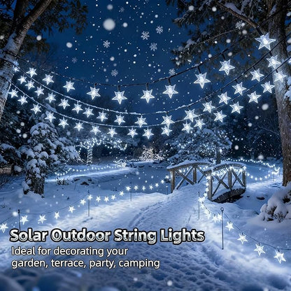 Twinkle Solar Star String Lights Outdoor Waterproof Fairy Lights 39FT 100 LED with 8 Lighting Modes for Camping Garden Wedding Party Tree Holidays Backyard Patio (Cool White)
