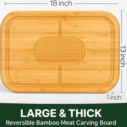 Personalized Cutting Board - Custom Engraved Bamboo Meat Carving Board with Spikes + Juice Groove, BBQ Grill Cutting Board Gift for Dad, Grandpa, Men, Fathers Day, Birthday, Grilling Accessories