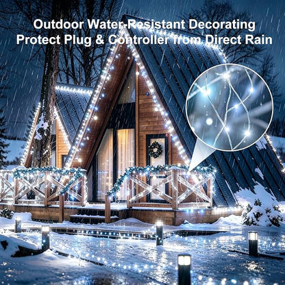 2 Pack 450 LED Fairy Lights Plug in 2 x 88FT Total 176FT Silver Wire Twinkle String Light with Remote Timer Dimmable Waterproof Copper Wire Lights for Bedroom Patio Garden Tree Wedding Christmas Decor