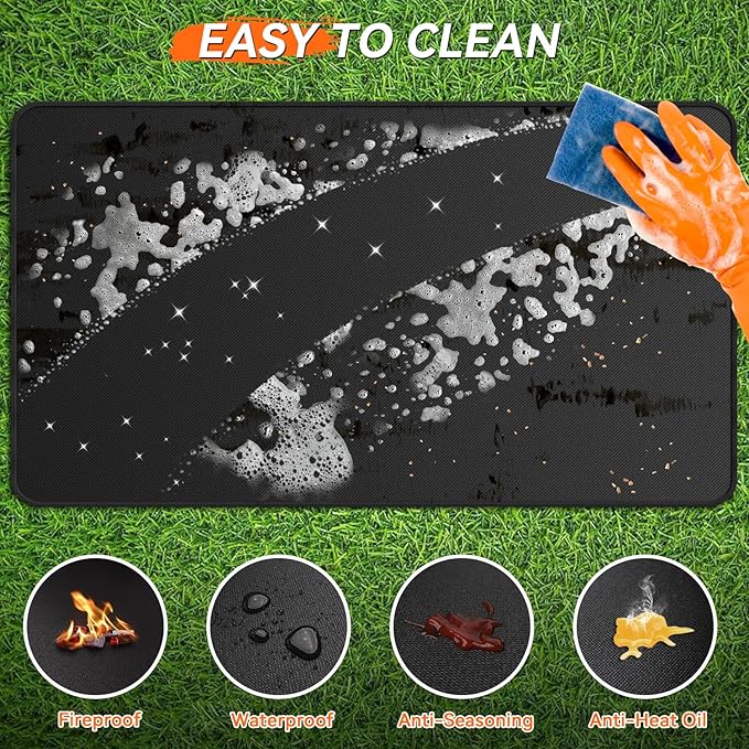 75x40 inches Large Under Grill Mats for Blackstone, Double-Sided Fireproof Outdoor Grill Protective Mat, Oilproof Waterproof BBQ Fire Pit Fireplace Mat