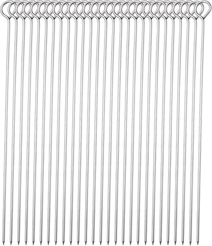 30 Pack 10 Inch Metal Barbecue Skewers, Stainless Steel BBQ Skewers, Shish Kebab Kabob Skewers (BBQ 10Inch-30p)