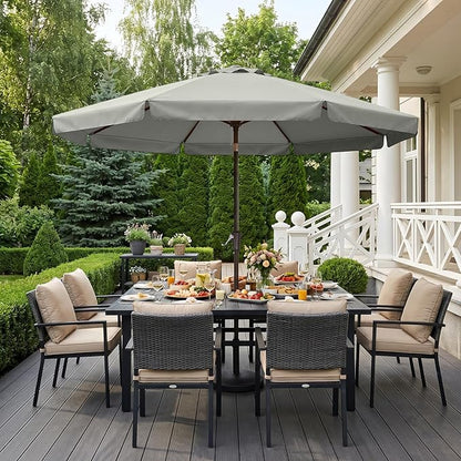 ABCCANOPY 10ft Scalloped Patio Umbrella, Outdoor Table Umbrella with Tilt and Crank, Fiberglass Ribs Deck Umbrella for Patio, Pool, Garden, Picnic (Light Gray)