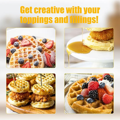 OSTBA Mini Waffle Maker, Makes 8 Mini Waffles, Small Waffle Iron | 750W Heating with Nonstick Plates, Indicator Lights, Cool-Touch Handle, Compact Storage and Easy-Clean Design