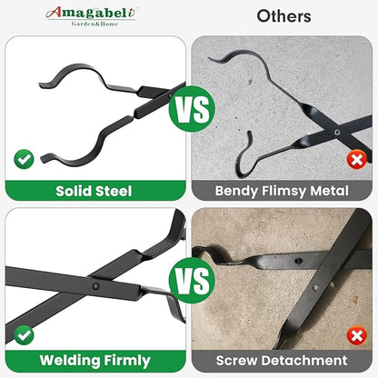 18 Inch Charcoal Grill for Outdoor +26" Long Firewood Tongs Log Grabber