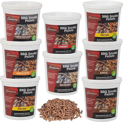 Camerons Smoking Wood Pellets (Apple, Cherry, Competition Blend, Hickory, Mesquite, Pecan) - 8 Pint Value Pack - 100% All Natural Wood Pellets for Smoker & Pellet Grill - BBQ Grilling Gift Set for Dad