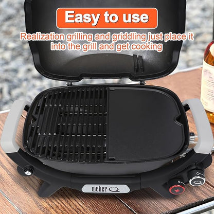QuliMetal Cast Iron Grill Griddle for Weber Q2000N+, Q2200N+, Q2600N+, Q 2800N+ Gas Grills
