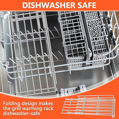 66045 Grill Warming Rack for Weber GS4 Genesis II E-410 S‑410, SE‑410 Grills & 400 Series Grills, Foldable Stainless Steel Warming Rack for Genesis 66045