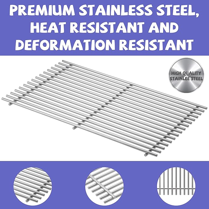 2 Pack 17.5 Inch Stainless Steel BBQ Cooking Grill Grates Replacements for Weber Spirit 300 Series,GS4 Spirit II 300 Series,Spirit 700,Genesis Silver/Gold/Platinum B/C,Genesis 1000-3500,7638,7639