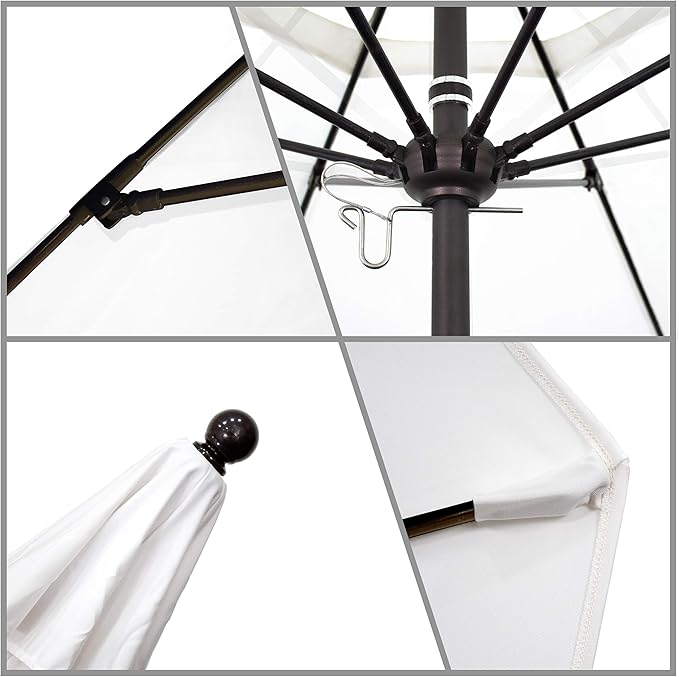 California Umbrella 9' Rd. Venture Series Contract Grade Patio Umbrella, Push Open Pin Stop, Bronze Finish, Sunbrella Cabana Classic