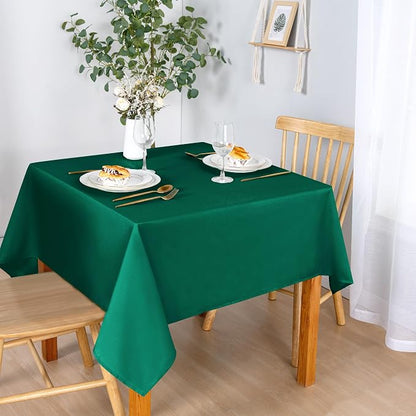 DWCN Square Tablecloth - 40 x 40 Inch - Waterproof Stain and Wrinkle Resistant Washable Table Cloth, Decorative Fabric Table Cover for Kitchen Dining Room Party and Outdoor Use, Emerald Green