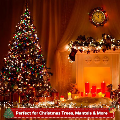 FairyGlim 100 LED Christmas String Lights, 33 FT Connectable Waterproof String Lights Green Wire with Timer Memory Function & 8 Modes, for Indoor Outdoor Xmas Trees Party Garden, 33 FT Multicolor