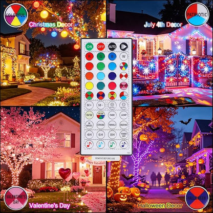 WATERGLIDE 200LED Smart Color Changing Halloween Lights with Remote & APP Controlled, 66ft RGB Fairy String Lights, Music Sync Multiple Modes, Waterproof Holiday Xmas Tree Home Indoor Outdoor Decor