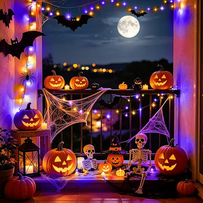 KNONEW LED String Lights Orange and Purple 99FT 300 LED Halloween Lights with 8 Modes Memory for Home Tree Yard Room Indoor & Outdoor Decorations