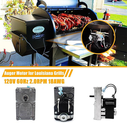 Upgraded 2.0RPM Auger Motor Replacement Parts for Louisiana Most Pellet Grill Smokers CS300 CS450 CS570 CS680 LG700 LG900 LG1100 800Elite Estate860 Part: 50104 50102 (Except V7PC1)
