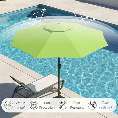 10FT Outdoor Patio Umbrella, 2 Tiers Market Table Umbrella with 8 Sturdy Ribs, Push Button Tilt and Crank, UPF50+ UV Protection for Deck, Pool, Garden and Backyard