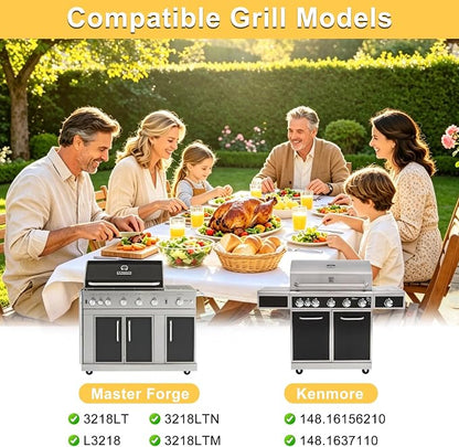 Grill Parts for Master Forge 3218LT Kenmore 148.16156210 | Fits Master Forge 3218LTN 3218LTM, Kenmore 148.1637110, Stainless Steel Grill Grates Replacement, Heat Plates and Burners