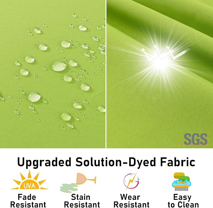 Topotdor Outdoor Chair Cushions Set of 2, 19"x19"x3" Waterproof Patio Chair Cushions for Outdoor Furniture, Round Corner Outdoor Seat Cushions Color Fastness Chair Pads with Ties, Green
