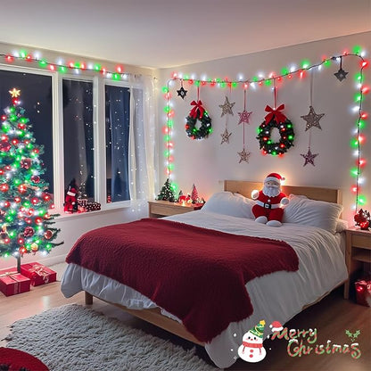 JMEXSUSS 500 LED Red White and Green Christmas Lights | 173ft Christmas Tree lights Outdoor Waterproof, 8 Modes Twinkle String Lights for House Xmas Tree Party Holiday Decor