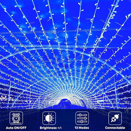 88FT 240LED Extra-Long Connectable String Lights Indoor Outdoor Clear Wire, Blue Christmas String Lights, Plug in Twinkle Fairy Light with Timer for Wedding Patio Tree Yard Christmas Decorations