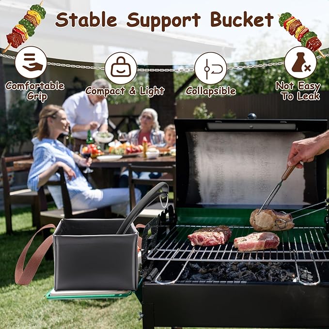 Grill Brush Water Bucket, Collapsible Dunk Tank Grill Brush Bristle Free for Barbecue Cleaner Tank for Steam Grill Brush Cleaning