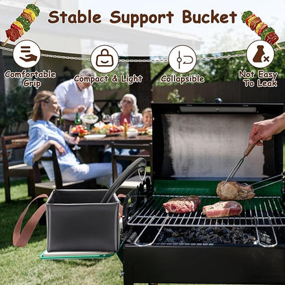 Grill Brush Water Bucket, Collapsible Dunk Tank Grill Brush Bristle Free for Barbecue Cleaner Tank for Steam Grill Brush Cleaning